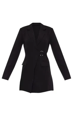 Ring Detail Wrap Blazer Dress-PrettyLittleThing Discount