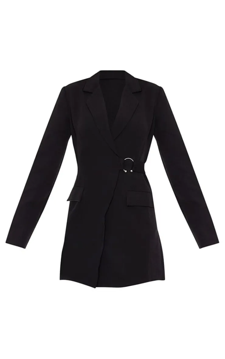 Ring Detail Wrap Blazer Dress-PrettyLittleThing Discount