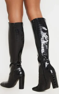 PrettyLittleThing High Heels*Round Block Heel Knee High Boots