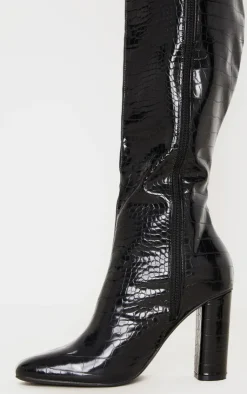 PrettyLittleThing High Heels*Round Block Heel Knee High Boots