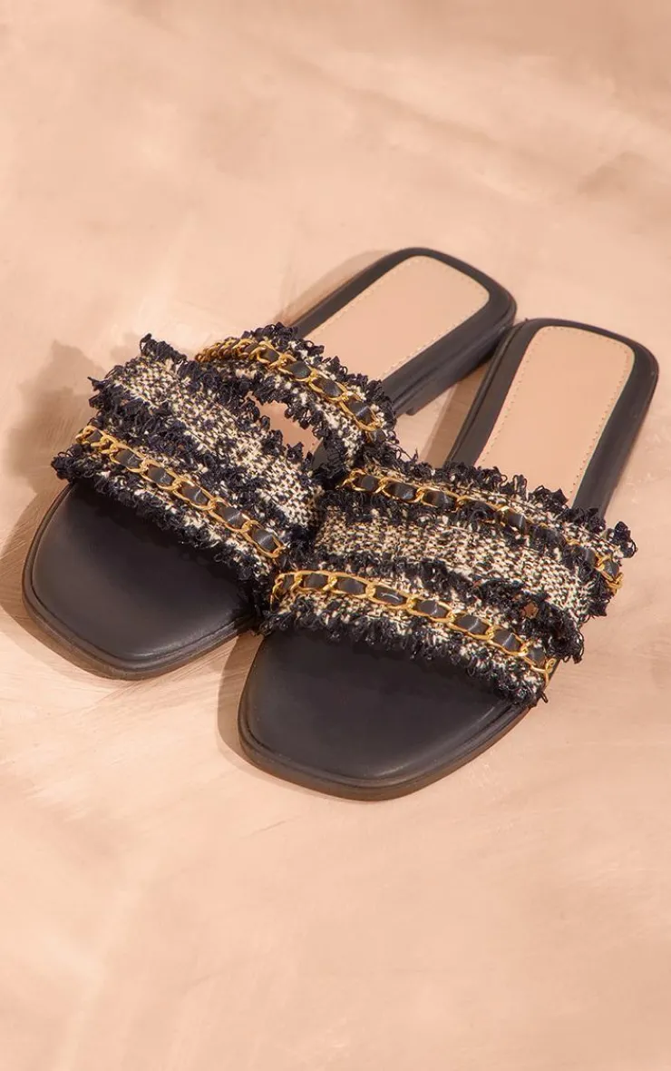 PrettyLittleThing Mules*Round Toe Boucle Chain Strap Mule Sandals
