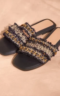PrettyLittleThing Mules*Round Toe Boucle Chain Strap Mule Sandals