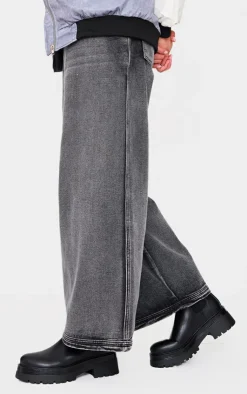 PrettyLittleThing Black Boots*Round Toe Chunky Sole Elastic Chelsea Boots