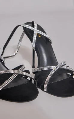 PrettyLittleThing High Heels*Round Toe Diamante Lace Up High Heeled Sandals