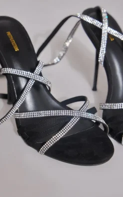 PrettyLittleThing High Heels*Round Toe Diamante Lace Up High Heeled Sandals