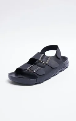 PrettyLittleThing Flat Sandals*Rubber Chunky Sole Buckle Detail Sling Back Sandals