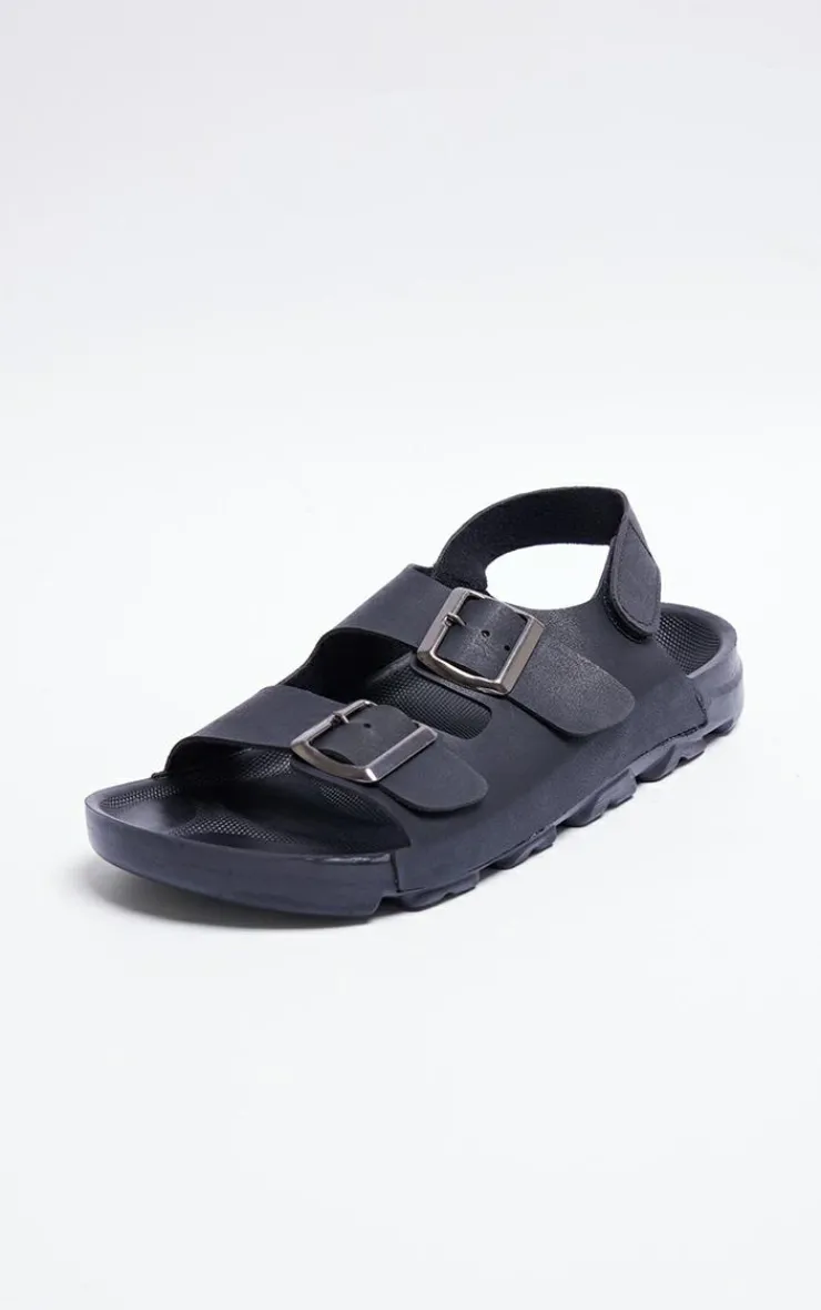 PrettyLittleThing Flat Sandals*Rubber Chunky Sole Buckle Detail Sling Back Sandals