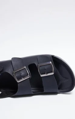 PrettyLittleThing Flat Sandals*Rubber Chunky Sole Buckle Detail Sling Back Sandals