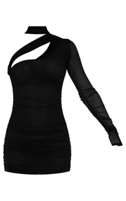 Ruched Asymmetric Bodycon Dress-PrettyLittleThing Outlet