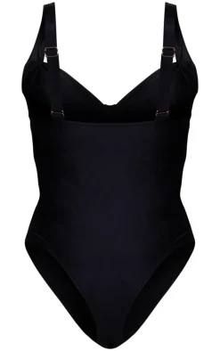 Black Ruched Cup Underwired Swimsuit