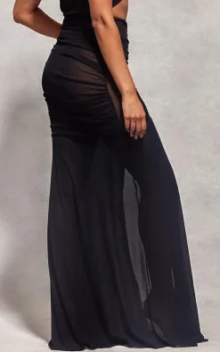 Best PrettyLittleThing Ruched Front Maxi Skirt Black