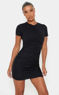 Ruched Front T Shirt Dress-PrettyLittleThing New