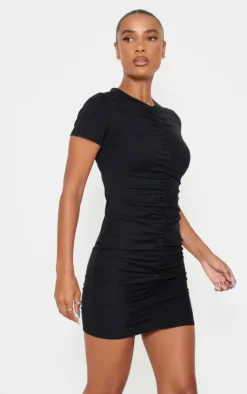 Ruched Front T Shirt Dress-PrettyLittleThing New