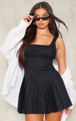 Ruched Pleated Shift Dress-PrettyLittleThing Clearance