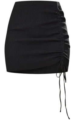 Best PrettyLittleThing Ruched Side Knit Mini Skirt Black