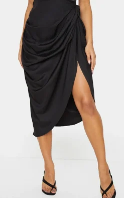 Ruched Side Midi Skirt-PrettyLittleThing Outlet