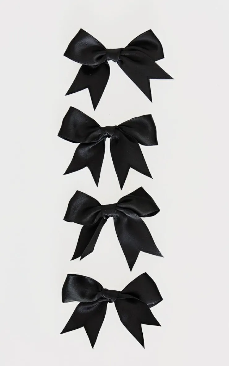 PrettyLittleThing Hair Accessories*Satin 4 Pack Bow Hair Clips