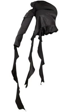 PrettyLittleThing Sleeveless Tops*Satin Asymmetric Extreme Frill Detail Sleeveless Long Top