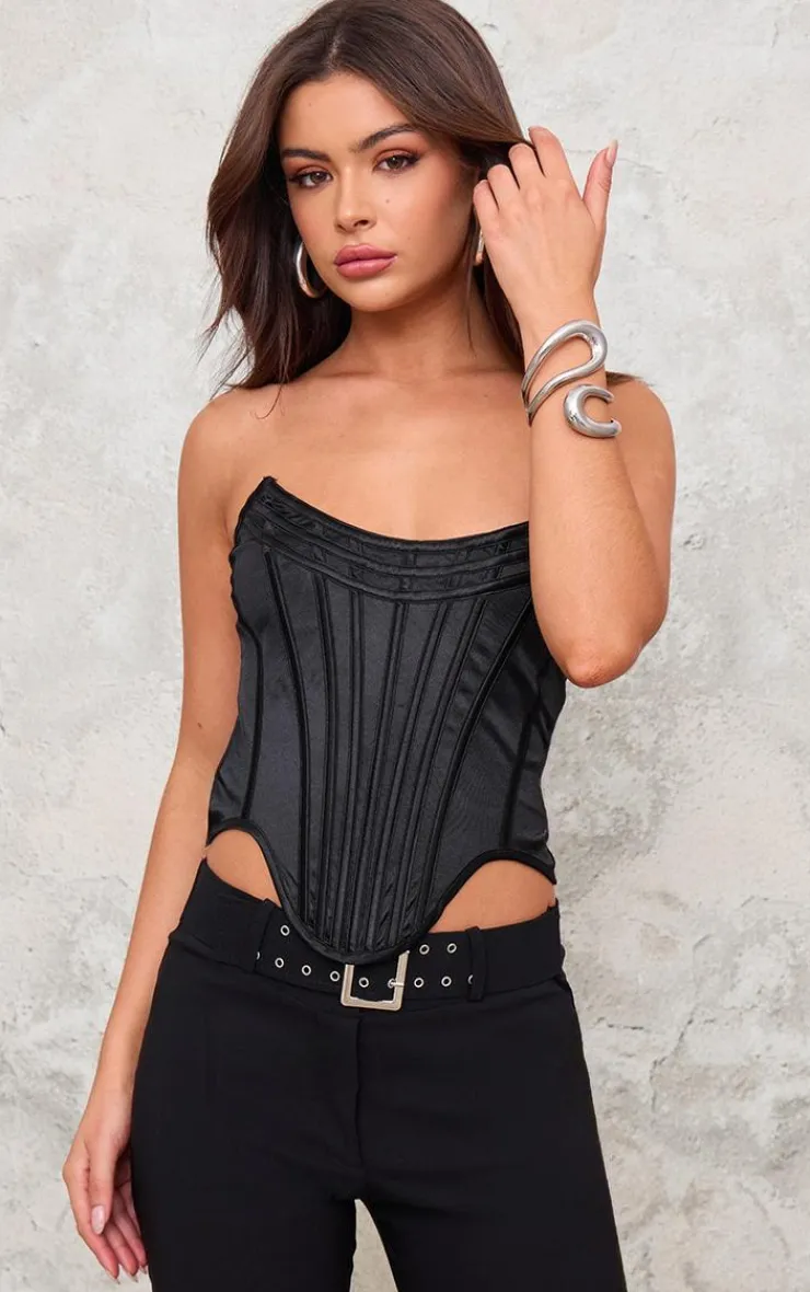 PrettyLittleThing Corsets*Satin Boning Detail Bandeau Corset
