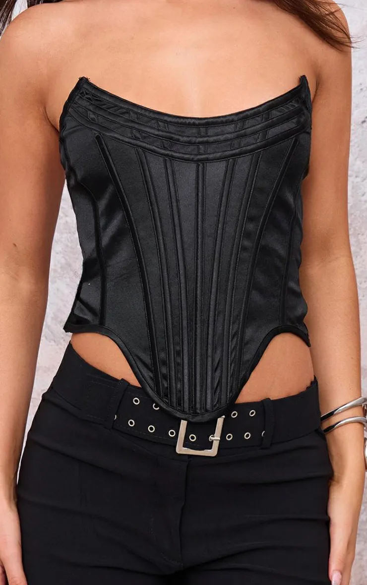 PrettyLittleThing Corsets*Satin Boning Detail Bandeau Corset