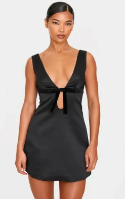 Satin Bow Detail A-line Dress-PrettyLittleThing Hot