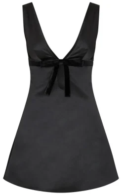 Satin Bow Detail A-line Dress-PrettyLittleThing Hot