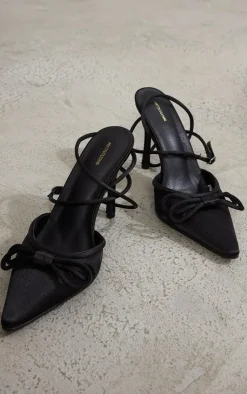 PrettyLittleThing Mid Heels*Satin Bow Detail Mid Heeled Courts