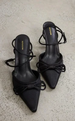PrettyLittleThing Mid Heels*Satin Bow Detail Mid Heeled Courts