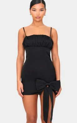 Satin Bow Detail Mini Dress-PrettyLittleThing Discount