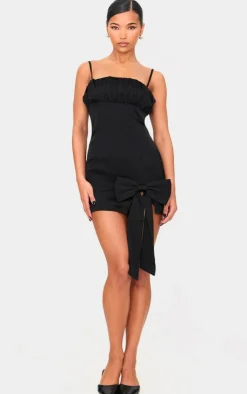 Satin Bow Detail Mini Dress-PrettyLittleThing Discount