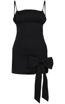 Satin Bow Detail Mini Dress-PrettyLittleThing Discount