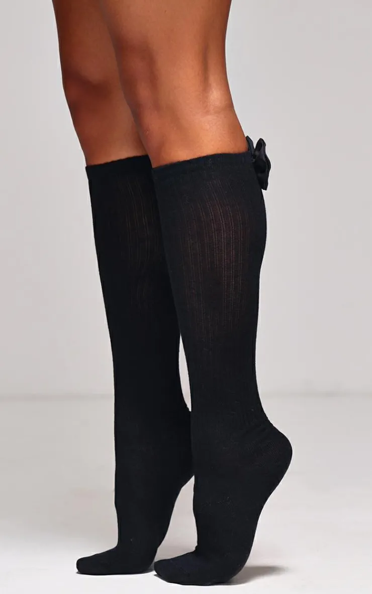 PrettyLittleThing Socks*Satin Bow Knee High Socks