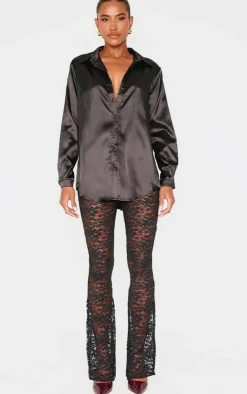 Satin Button Front Shirt-PrettyLittleThing Sale