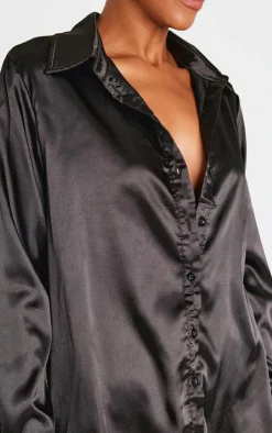 Satin Button Front Shirt-PrettyLittleThing Sale