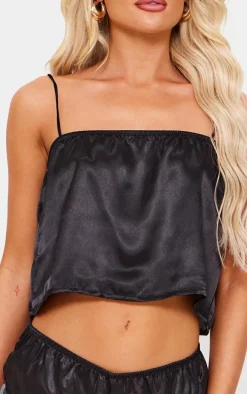 Black Satin Cami and Short PJ Set