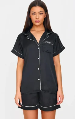PrettyLittleThing Christmas Shop*Satin Contrast Piping Short Pj Set