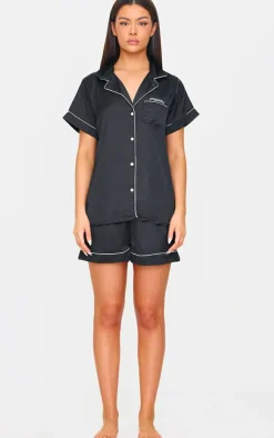 PrettyLittleThing Christmas Shop*Satin Contrast Piping Short Pj Set