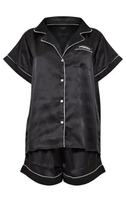 PrettyLittleThing Christmas Shop*Satin Contrast Piping Short Pj Set