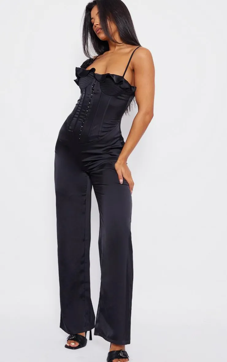 Satin Corsage Corset Strappy Jumpsuit-PrettyLittleThing Best