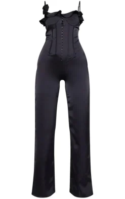 Satin Corsage Corset Strappy Jumpsuit-PrettyLittleThing Best