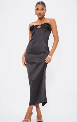 Satin Corsage Maxi Dress-PrettyLittleThing Best