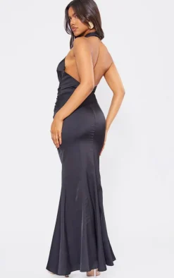 Satin Cross Front Ruched Maxi Dress-PrettyLittleThing Hot