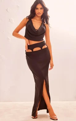 Satin Cut Out Suspender Maxi Skirt-PrettyLittleThing Best