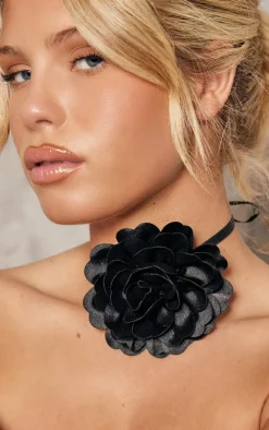 PrettyLittleThing Necklaces*Satin Flower Tie Ribbon Choker