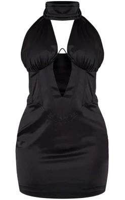 Satin High Neck Underwired Corset Bodycon Dress-PrettyLittleThing Discount