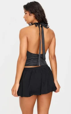 PrettyLittleThing Sleeveless Tops*Satin Low Back Halteneck Long Top