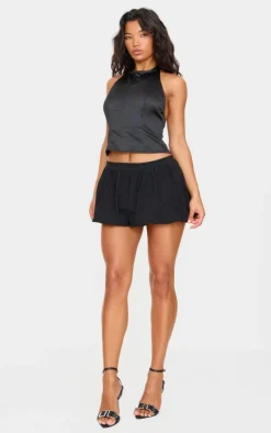 PrettyLittleThing Sleeveless Tops*Satin Low Back Halteneck Long Top