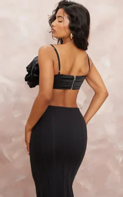 PrettyLittleThing Bralets*Satin Oversized Applique Flower Bralet