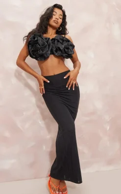 PrettyLittleThing Bralets*Satin Oversized Applique Flower Bralet