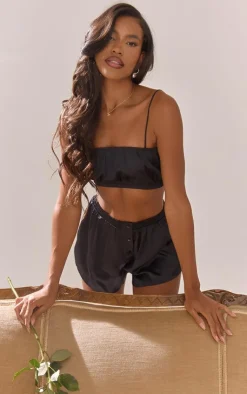Satin Ruched Bralet And Short Pj Set-PrettyLittleThing Hot